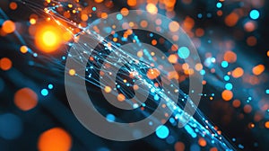 Digital data network connecting information points abstract background