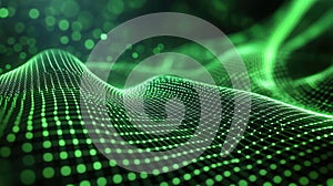 Digital data network connecting waves and glowing points