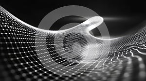 Digital data network connection forming abstract grid wave