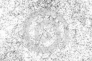 Digital data and network connection triangle lines for technology concept on white background, 3d abstract illustration