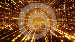 Digital data network connection tunnel with shining particles