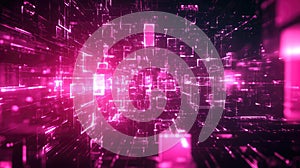 Digital data network cyberspace grid creating abstract technology background