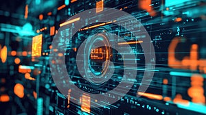 Digital data network displaying futuristic technology interface