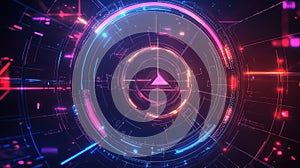 Digital data network interface displaying futuristic technology