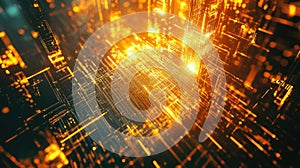 Digital data network lines creating abstract city structure