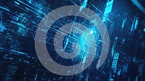 Digital data network lines creating abstract cyberspace grid