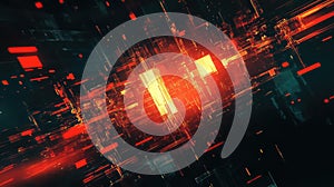 Digital data network lines creating abstract glowing grid