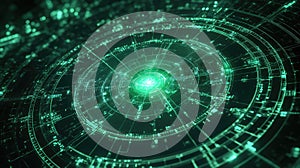 Digital data network system generating green glow