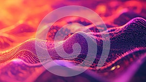 Digital data network wave flowing glowing particles