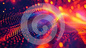 Digital data network wave with glowing points