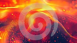 Digital data particles flowing creating abstract wave surface