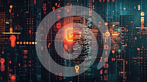 Digital data pattern, abstract code information background, illustration of tech pattern. Concept of secure network, technology,