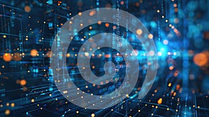 Digital data pattern, abstract code information background, illustration of tech space. Concept of secure network, technology,