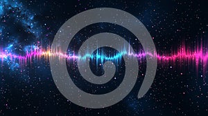 A digital data pattern, depicted as an abstract network surface in cyberspace, highlights AI technology on a dark