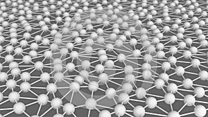 Digital data points and white network connection lines on grey