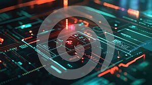 Digital data processing on abstract technology interface background