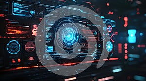 Digital data processing futuristic cyberspace user interface