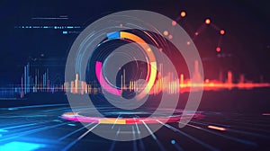 Digital data processing futuristic dashboard visualization technology