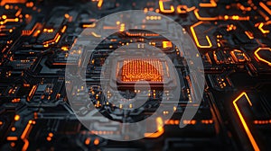 Digital data processing on glowing circuit board