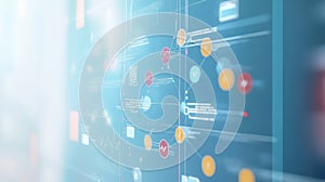 Digital data processing interface displaying network connections and analytics