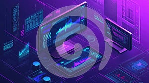 Digital data processing on multiple screens displaying analytics