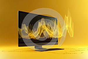 Digital data processing over computer screen, created using generative ai technology