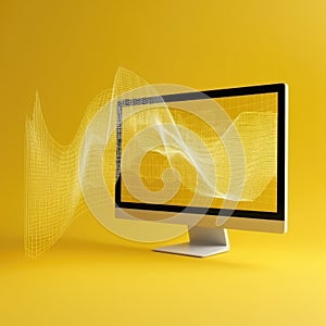 Digital data processing over computer screen, created using generative ai technology