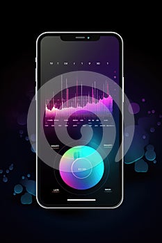 Digital data processing over smartphone screen, created using generative ai technology