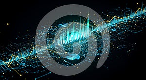 Digital data processing visualized as a cityscape