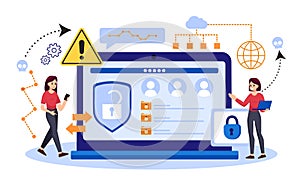 Digital data protection design vector. Cyber security illustration background. Cloud computing network safety concept