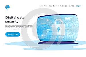 Digital data security, encryption, protection vector concept. La