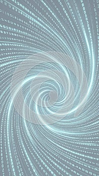 Digital Data Spiral Tunnel of Binary Code