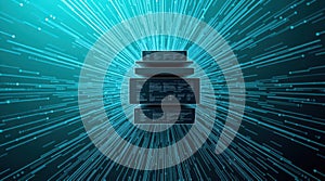 Digital Data Stack Visualization - Futuristic Cyber Background