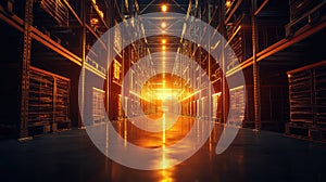 Digital data storage server racks warehouse