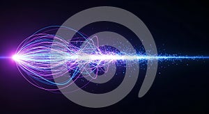 Digital Data Stream Abstract Blue Purple Light Network Technology Background with Copy Space