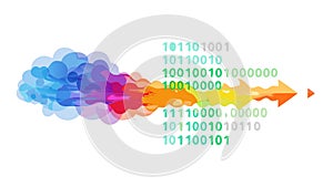Digital Data Stream Arrow Binary Information Flow Vector, vector design Generative AI