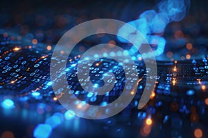 digital data stream background with binary code the flow information of cyber security technology.