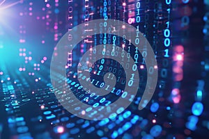 digital data stream background with binary code the flow information of cyber security technology.