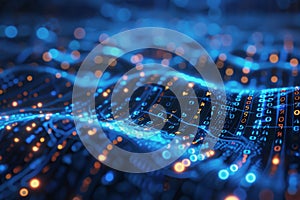digital data stream background with binary code the flow information of cyber security technology.