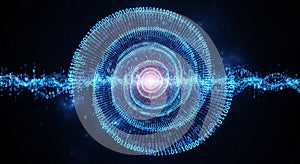 Digital data stream binary code background technology and cybersecurity generated by ai