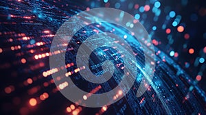 Digital data stream and binary code in a global network concept