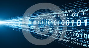 Digital data stream with binary code representing technology and computer processing in a modern digital universe Cybersecurity Co