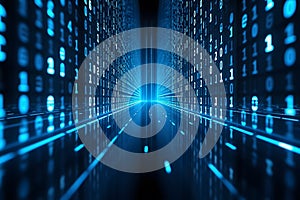 Digital Data Stream: Binary Code Tunnel