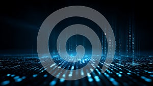 Digital data stream cyber technology background with binary code matrix falling effect design concept