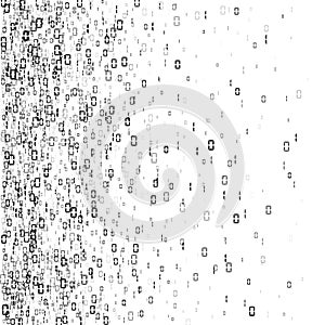 Digital data stream encoding. Random binary numbers. Matrix background. Vector illustration