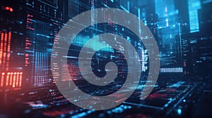 Digital data stream flowing in abstract cyberspace network