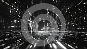 Digital data stream flowing through abstract network cyberspace