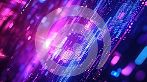 Digital data stream flowing through abstract network grid