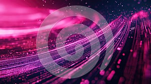 Digital data stream flowing through abstract network lines