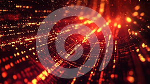 Digital data stream flowing through abstract network lines